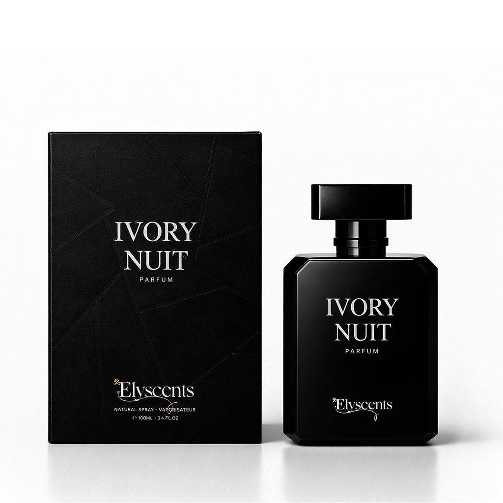 Ivory Nuit creamy and smooth perfume bottle by Elyscents UAE